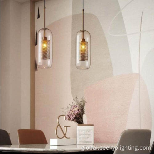 Modern Industrial Pendant Lamp Metal Modern Glass Shade Chandelier Cylinder Pendant Lamp Manufactory